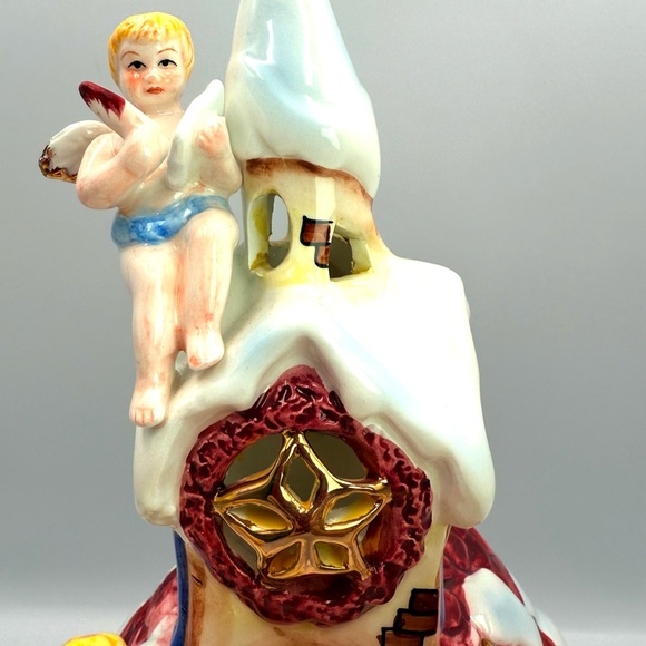 Grandeur Noel Vintage Lighted Ceramic Christmas Holiday Angels House 12” x7” x7” - Picture 5 of 10